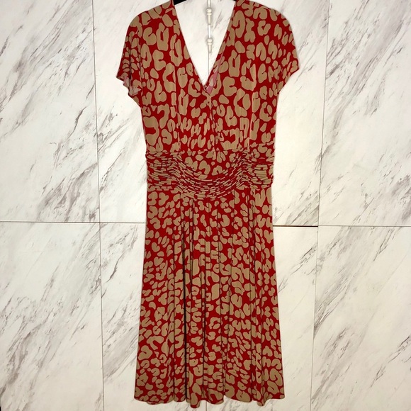 Chadwicks Leopard Print 70s Jersey Career Dress SZ 12 - Picture 1 of 4